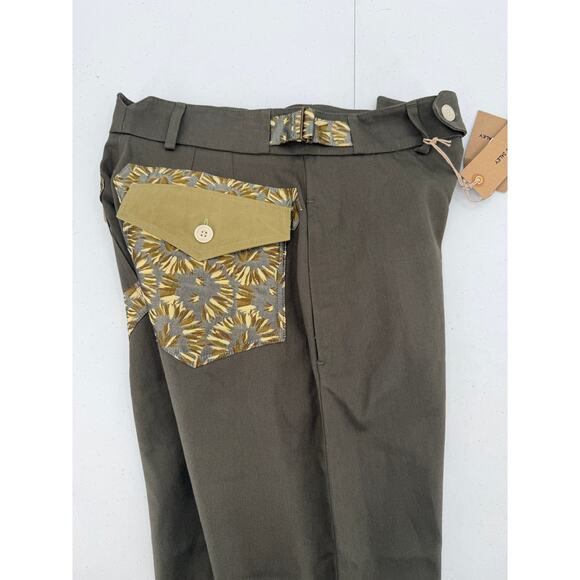 NWT Nicholas Daley Green Khaki Mix Double-Pocket Patchwork Straight Leg Pants - Picture 9 of 16